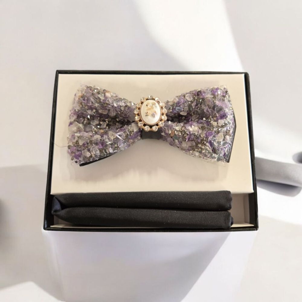 MEN'S LUXURY GRAVELSTONE BOW TIE AND POCKET SQUARE. SBT64.